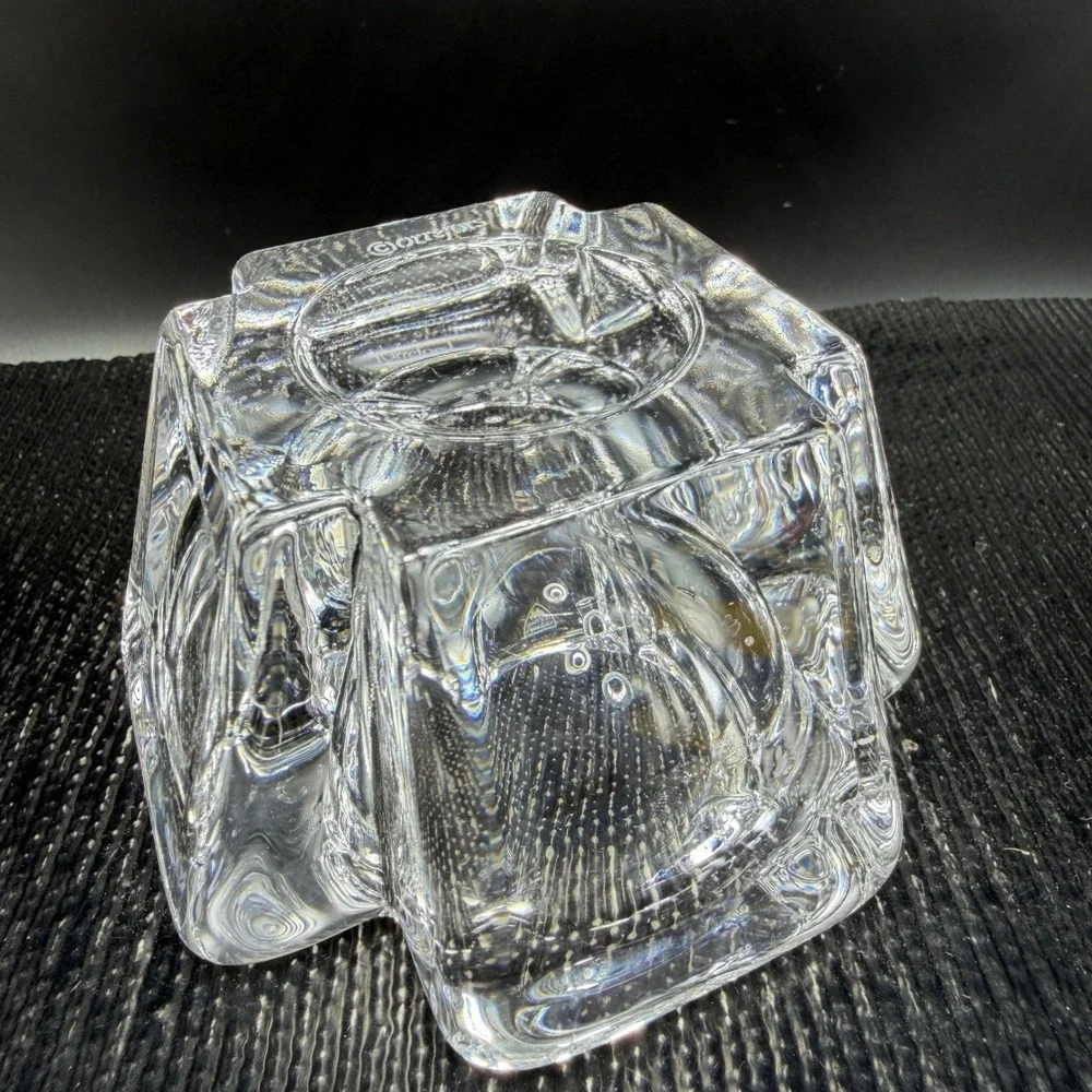 Orrefors Sweden Corona Crystal Votive Candle Holder Set of 2 Lars Hellsten Clear